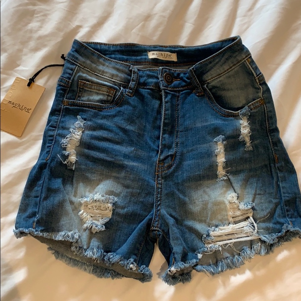 Distressed jean shorts
